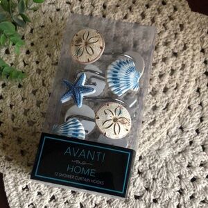Avanti Home Starfish Shells Coastal Beachy Shower Curtain Hooks